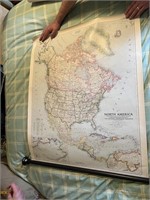 1952 NORTH AMERICA MAP NATIONAL GEOGRAPHIC