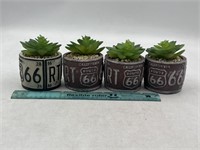 NEW Lot of 4 Fake Plant And Route 66 Pot