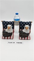 PATRIOTIC EAGLE AND FLAG BOOK ENDS