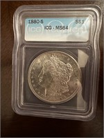 1880 Morgan Silver Dollar San Fransisco MS 64 ICG