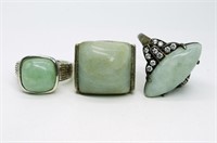 (3) Jade Sterling Rings