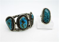 Navajo Sterling Turquoise Cuff & Ring