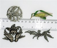 (4) Vintage Sterling Brooches