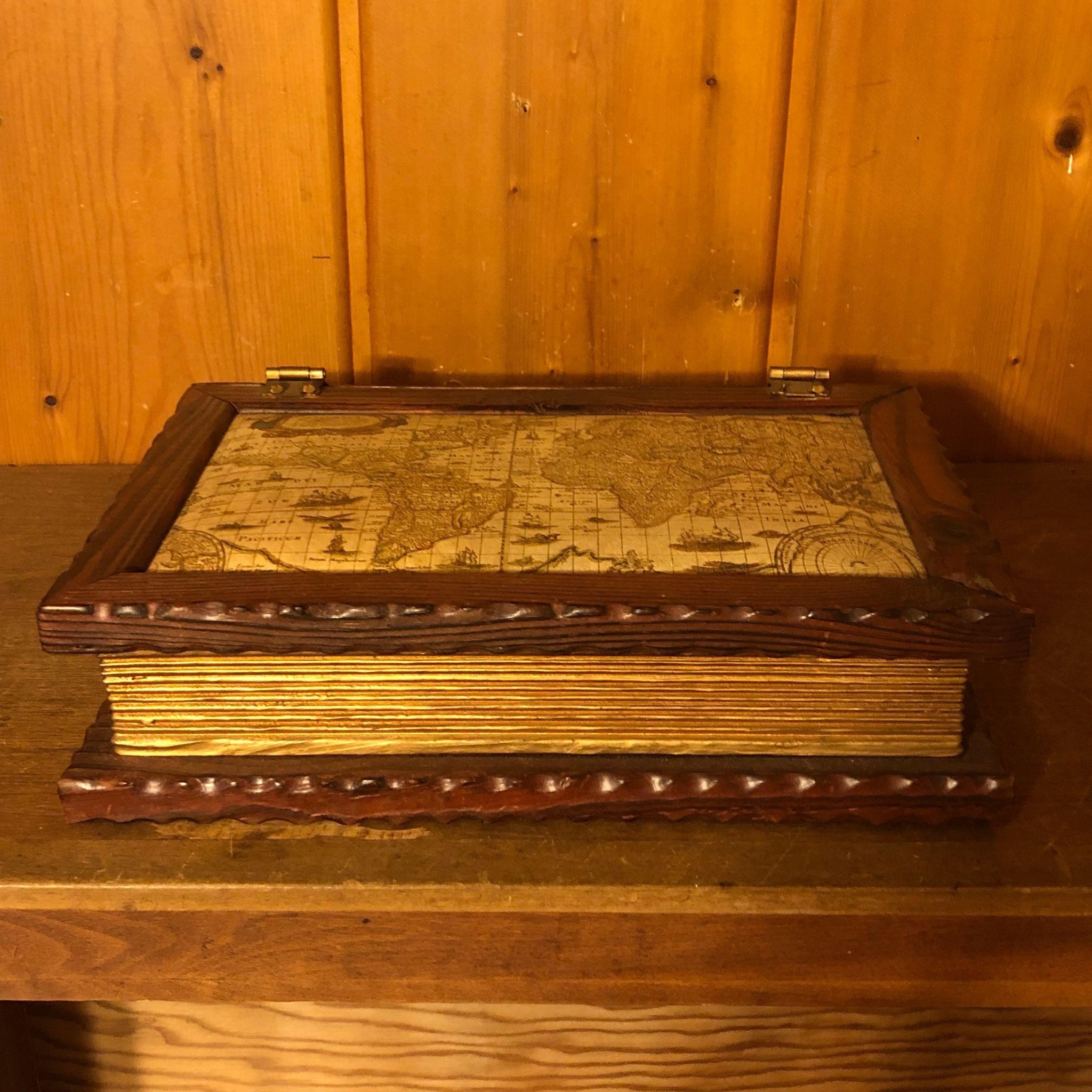 Wooden "Book" Box with Map of America