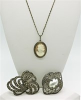 Vintage Sterling Necklace & Pins