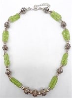 GREEN BEAD AND STERLING NECKLACE