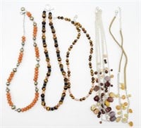 (5) STERLING CHOKERS BEADS & LEATHER