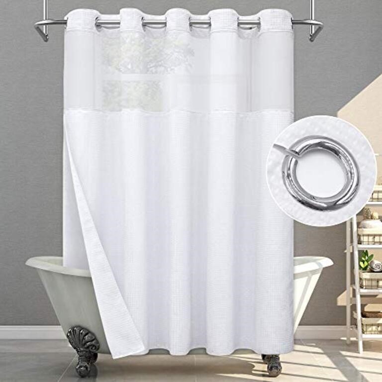 SUMGAR No Hook Shower Curtain with Snap in Liner,