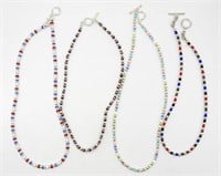 (4) STERLING SILVER & BEADED NECKLACES