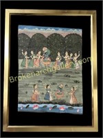 Large Indian School Painting on Fabric