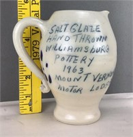 Williamsburg Pottery Salt Glaze Pitcher 1963