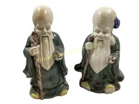 Pair Japanese Hakata Monk Figures