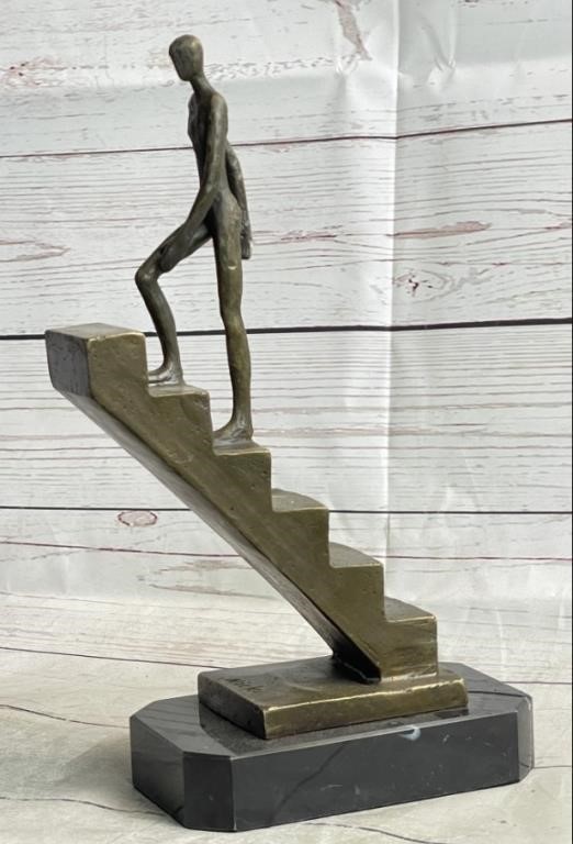 Man Climbing Stairs Bronze Sculpture by Mario Nick