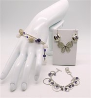 Sterling Amethyst & Rose Quartz Jewelry Set