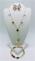 Sterling Peach Natural Stone Jewelry Set