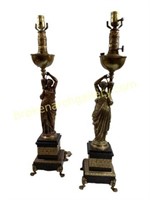 Pair Classical Maiden Figural Lamps
