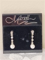 MARIELL CUBIC ZIRCONIA & PEARL EARRINGS NO STAMP