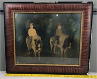 Antique Framed Picture of Boys on Horses