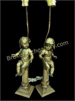 Pair Bronze Figural Table Lamps