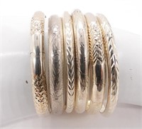 (6) Sterling Etched Bangles