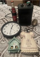 Clock, Coke Bottle, Vntg Spoon , ++