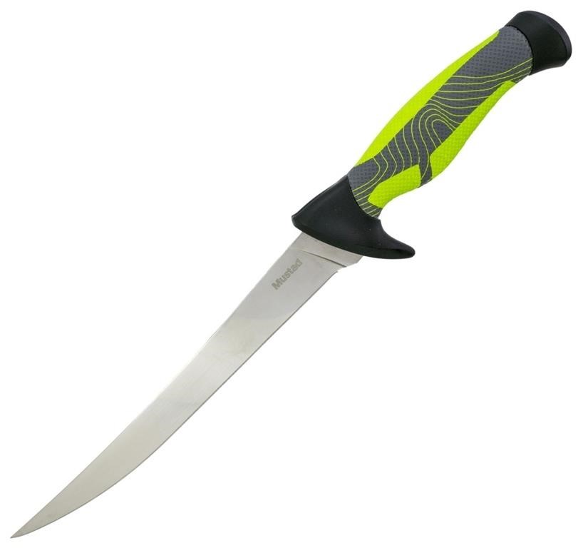 Mustad 7" Fillet Knife W/ Sheath Green Line
