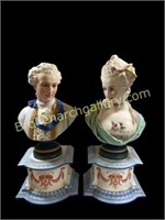 Pair Bisque Busts, Man and Woman