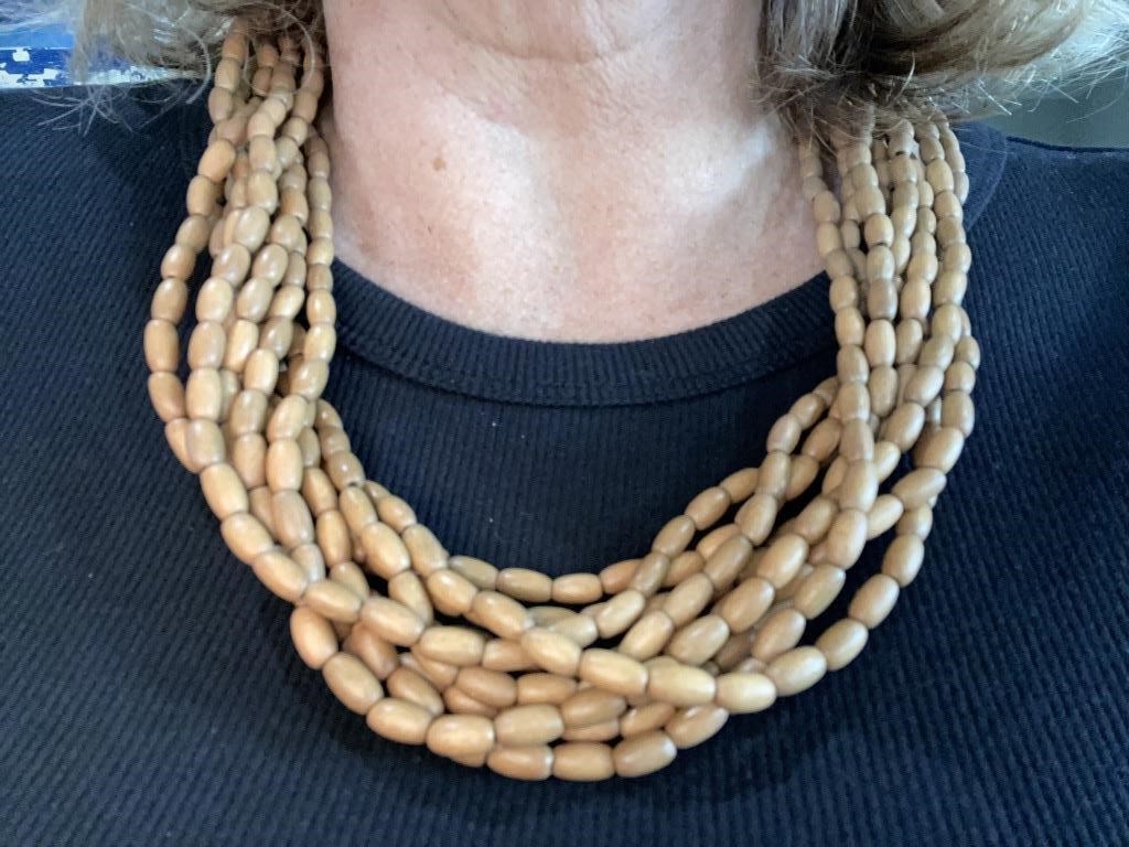 Very Pretty Natural Wooden Beaded Necklace