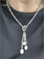 Real Pearls on 3 Chains Pretty Vintage Necklace