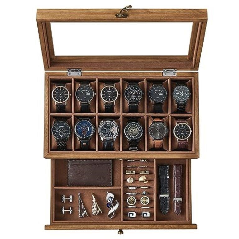 SONGMICS 12-Slot Watch Box, 2-Tier Watch Display