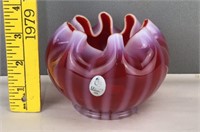 Fenton Cranberry Opalescent Ruffled Bowl