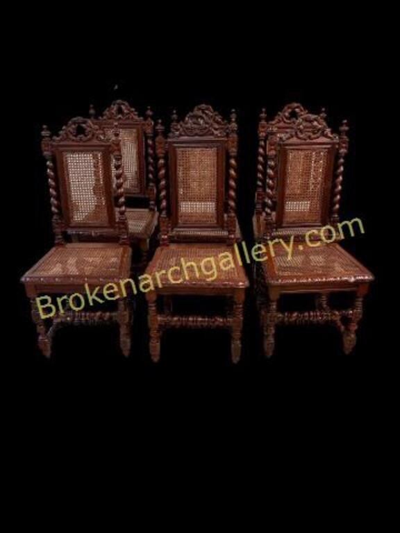 Set of 6 British Oak Barley Twist chairs