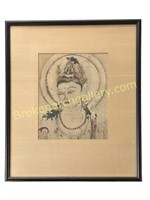 Hand Painted Print after Bodhisattva Wall Painting
