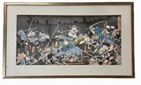 Framed Japanese Woodblock Triptych