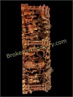 Carved Lacquered Asian Panel