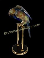 Life Size Porcelain and Brass Macaw Sculpture
