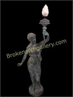 Patinated Bronze Female Torchiere