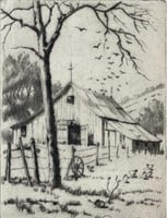 "Barlow's Barn" James Swann Etching
