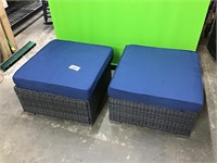 Outdoor Wicker Ottoman with Cushion lot of 2