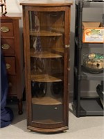 Antique Oak Built In Display Curio Cabinet