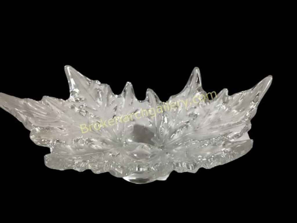 Lalique Crystal Leaf Centerpiece Bowl