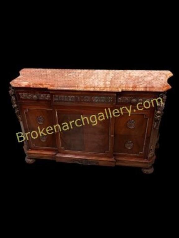 Marble Top Louis XIV Style Chest