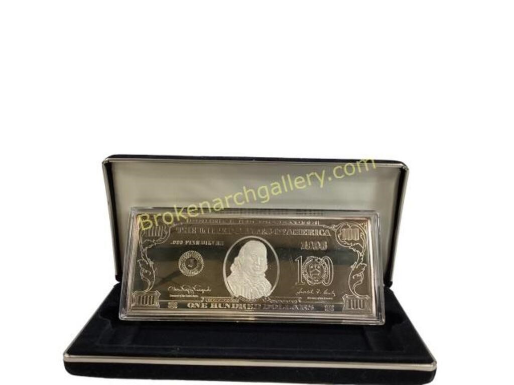 $100.00 Franklin Silver Proof .999 Silver
