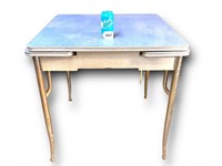 Vintage Blue Formica Table w Pull Out Leaves