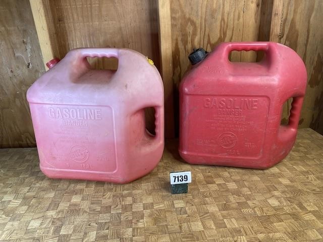 2-5 Gal Gas Cans, 1 Missing Cap