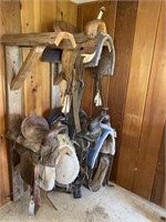 Two Saddle, Saddle Racks, Wood, 70"T X 28"D