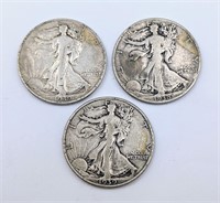 1939 & 1938 Walking Liberty Half Dollars
