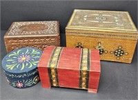 Four Wooden Trinket Boxes
