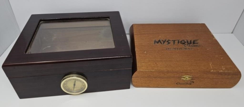 Humidor and Vintage Cigar Box