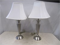 2 SILVER TONE TABLE LAMPS